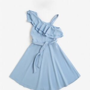 Light Blue One-Shoulder Ruffle Dress worn once